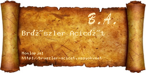 Brüszler Acicét névjegykártya